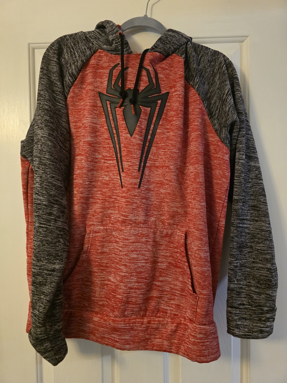 Marvel Men's Red and Gray Spider Logo Hooded Pullover
